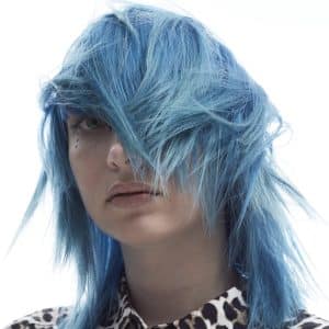 Woman with blue hair