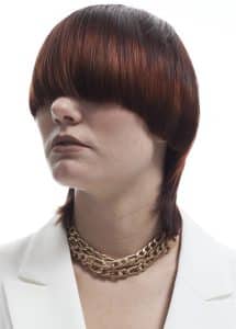 Woman with bangs covering her eyes