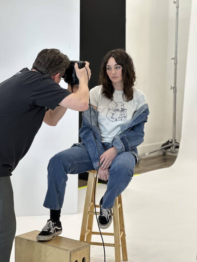 Model posing a photoshoot